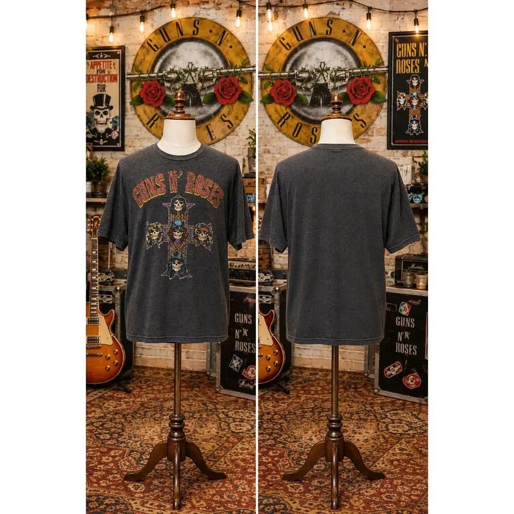 Vintage Y2K Guns N’ Roses Skull Cross Graphic Band Tee XL